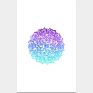 Purple-Blue Digital Mandala Posters and Art